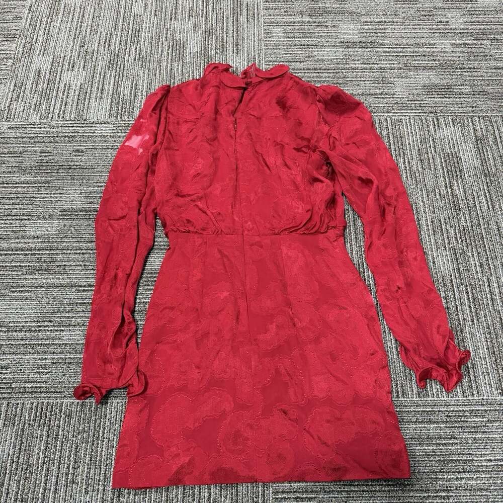 NWT Saloni Womens Sz 6 Silk Blend Rina B Ruffled Jacquard Mini Dress Long Sleeve - Picture 2 of 15